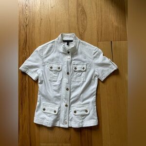 White House Black Market White Short-Sleeve Military-Style Jacket, Size 0P